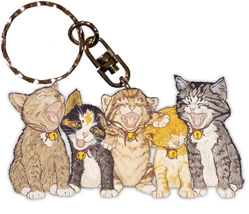 Cat Quintette Keychain Wooden