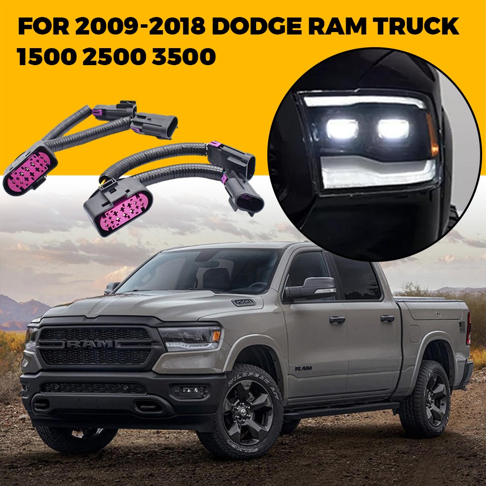 Conversion Quad Housing to Projector Headlight Wire Harnesses For Ram 2009-2018