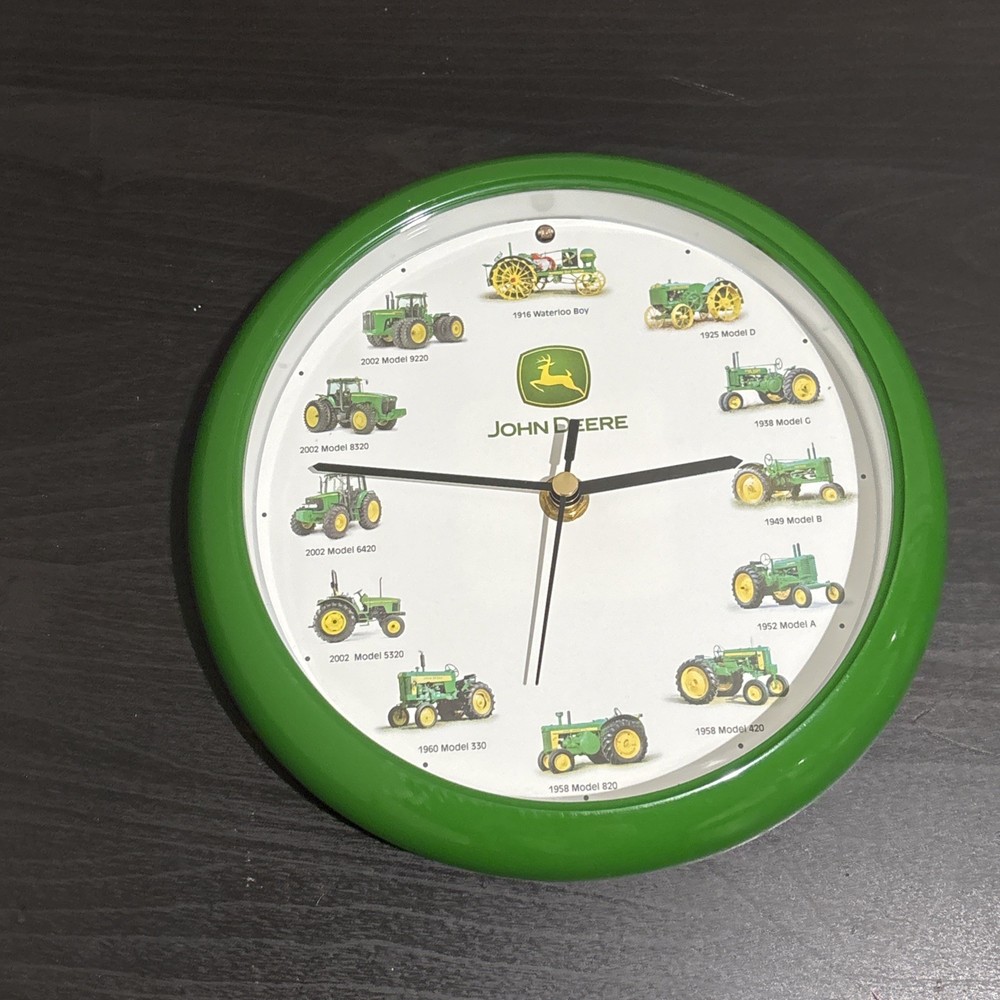 John Deere Tractor Clock Tractor Sounds Each Hour 8" Tested Keeps Time Works
