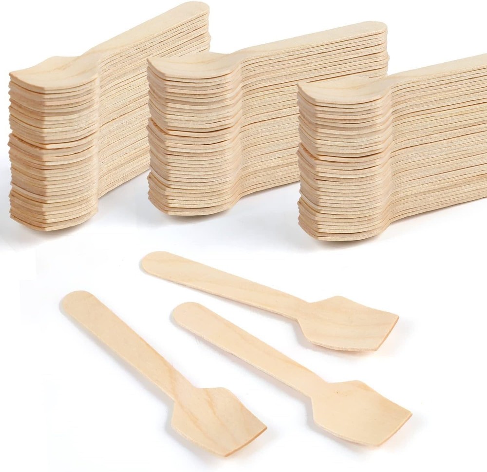 Wooden Spoon,100 Pack Disposable Spoons, 95mm/3.7" Biodegradable and Compostable
