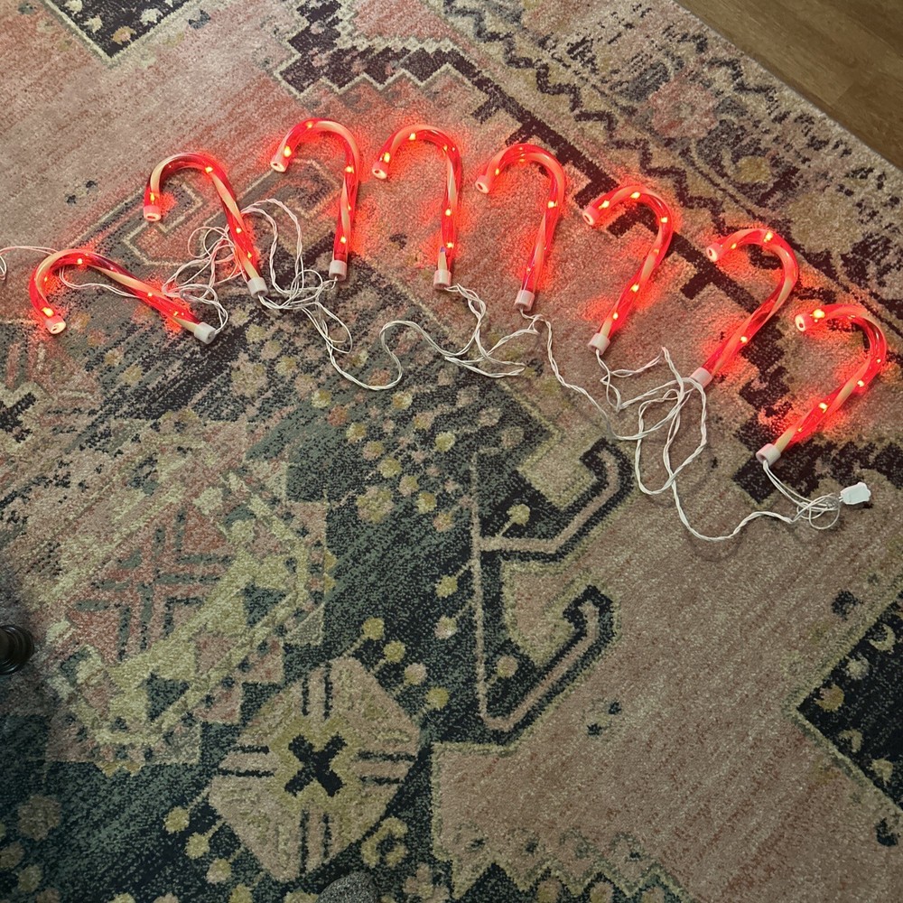 Christmas 8 12in Candy Cane Light up Pathway Markers Variable Light Vintage