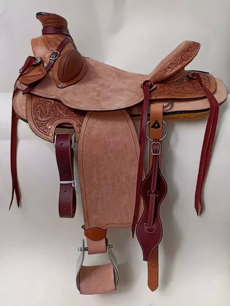 Roughout Western Leather A Fork Wade Tree Roping Ranch Saddle 15".
