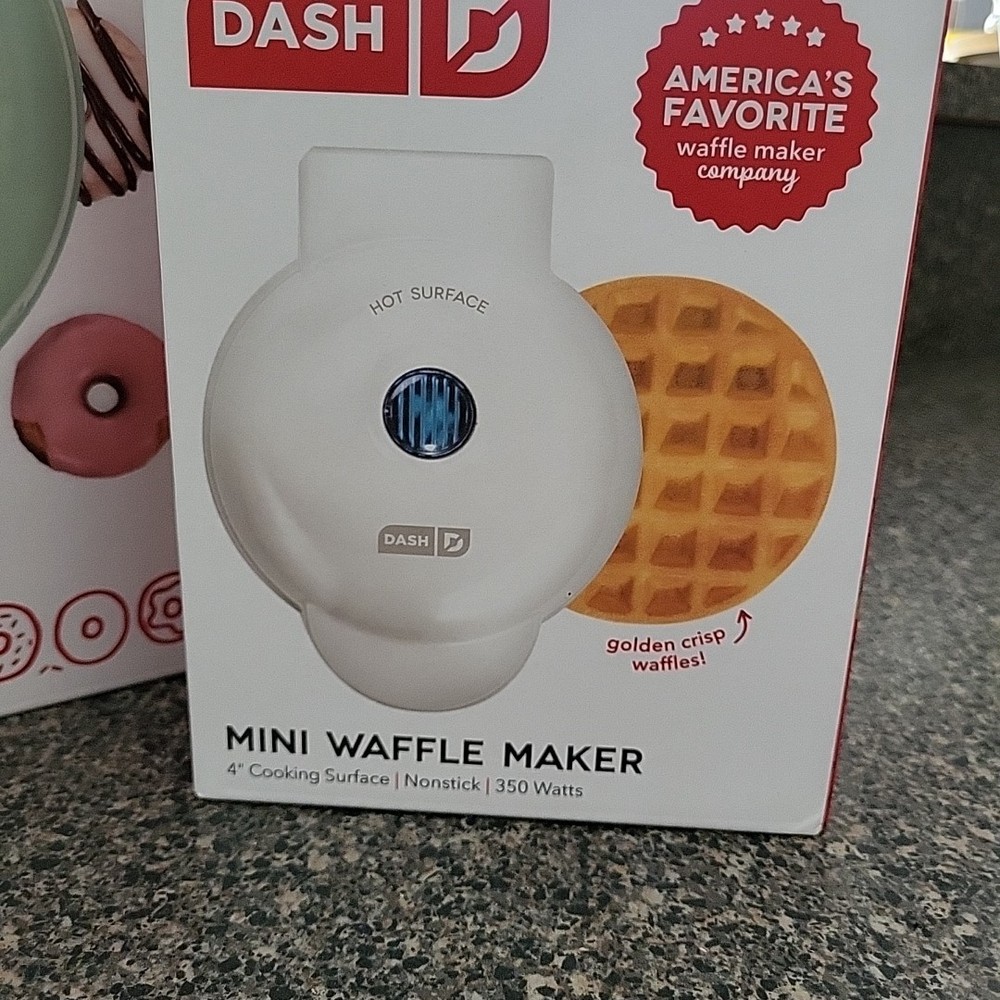 Bundle! DASH Express Mini Donut Maker AND Mini Waffle Maker Nonstick Press Type
