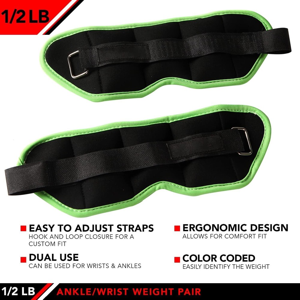 Comfortable Neoprene Ankle Weights (2-Pair Set) – Ideal for Strength Training