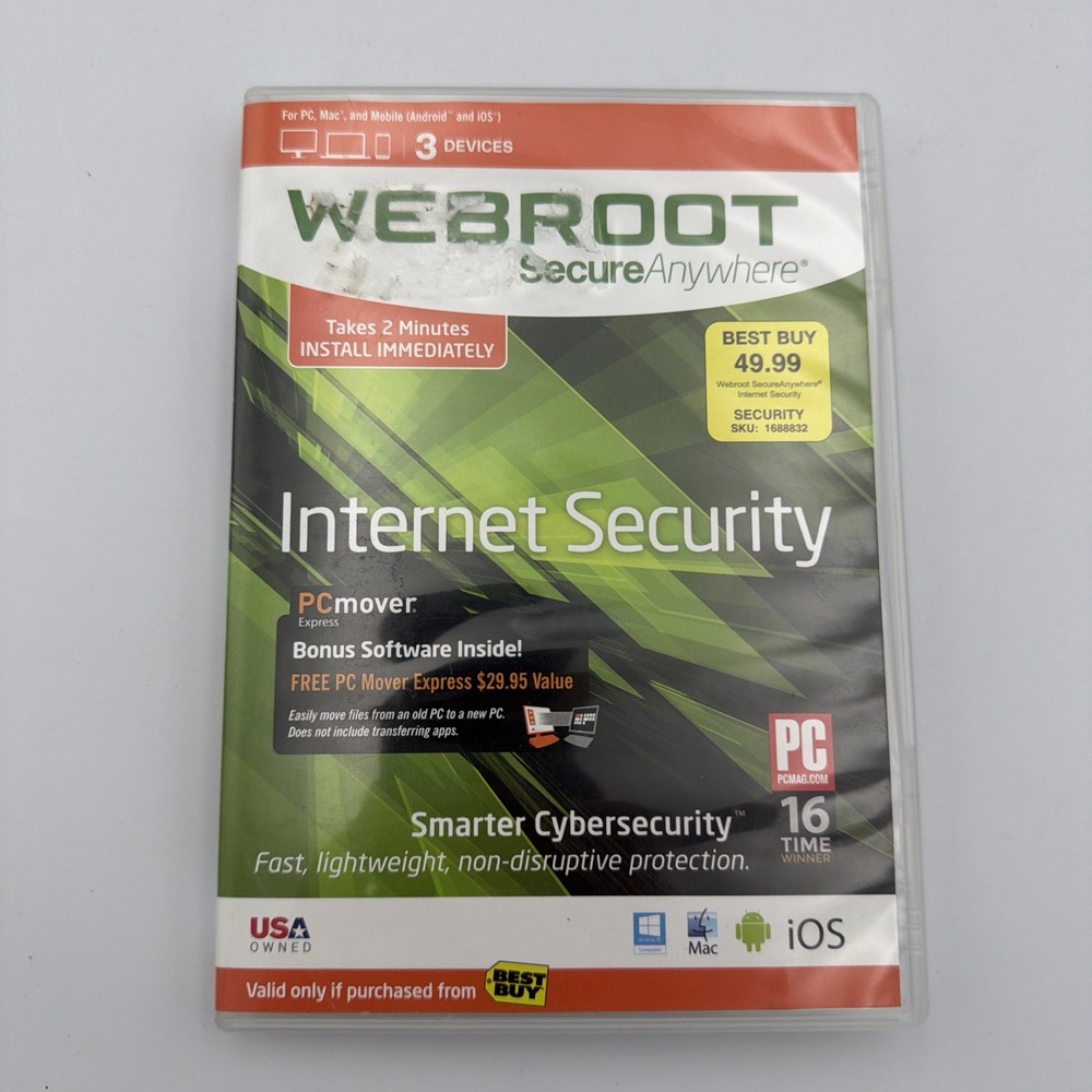 Webroot SecureAnywhere Internet Security – Full Version for Windows & Mac – 3 De