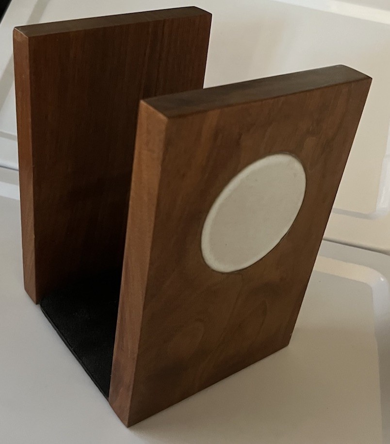 Gordon Jane Martz For Marshall Studios Ceramic Tile Walnut Bookends MCM 1960s