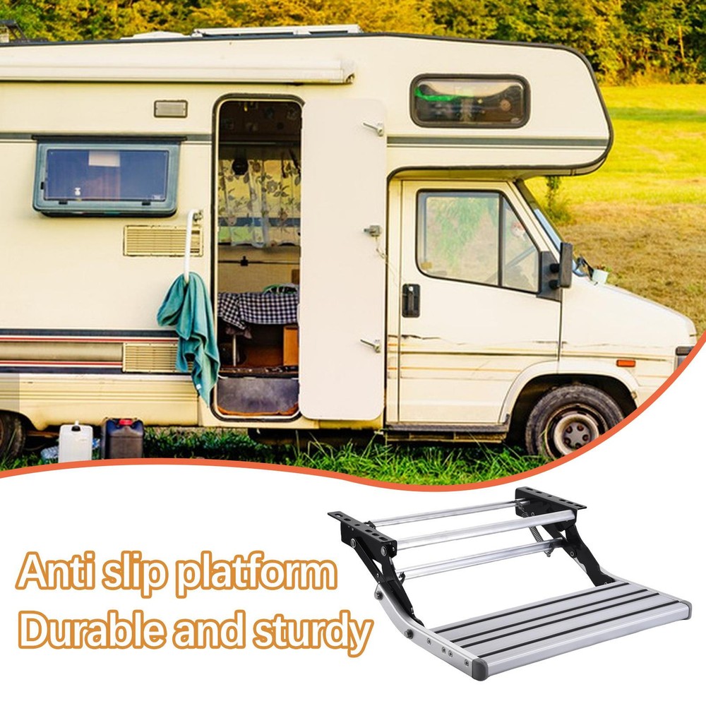 RV Step 20in Folding Manual Camper Steps Single Drop Down RV Stool 330Lbs Load