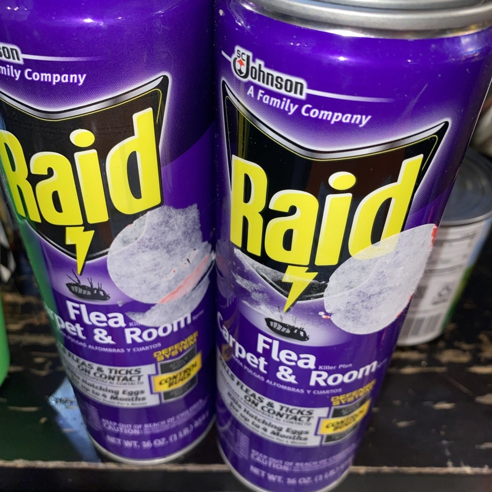 2 Cans: Raid Flea Killer Carpet & Room Spray Kills Hatching Eggs 16 oz. ea