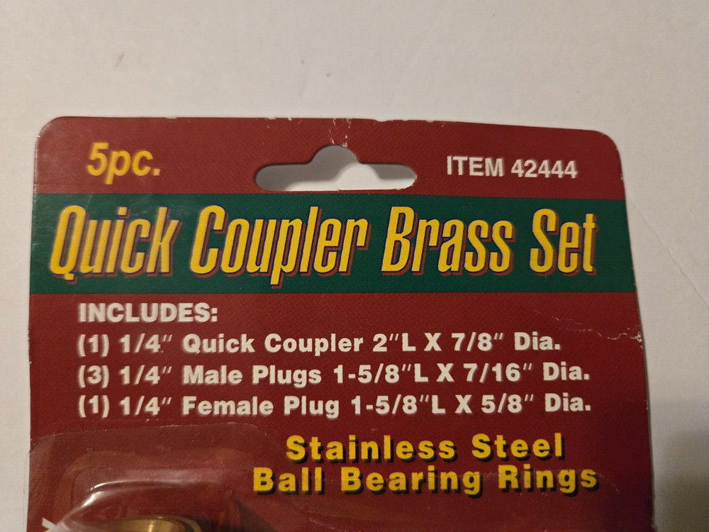 Central Pneumatic Quick Coupler Brass Set 5 Piece - 42444 New in package