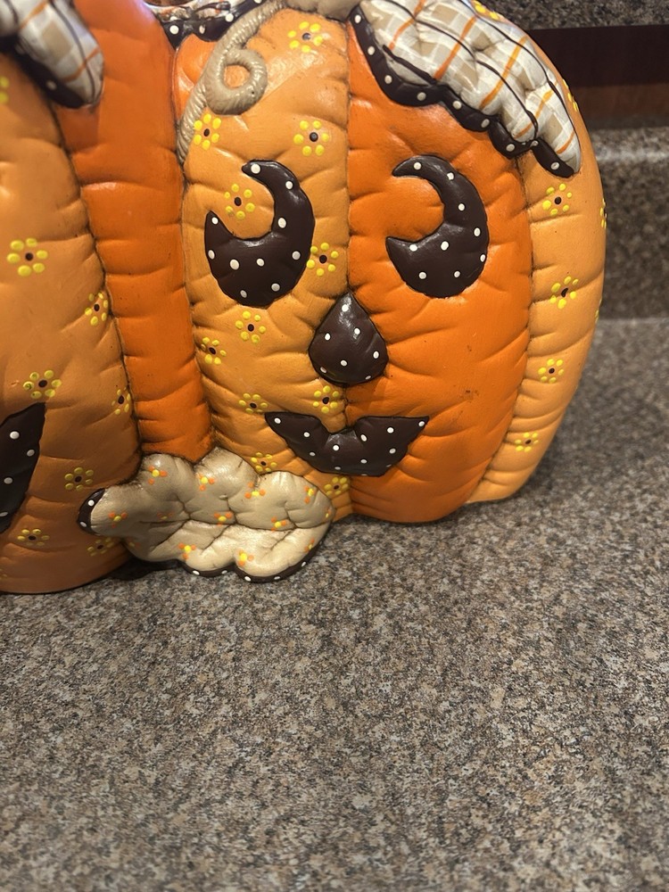 Ceramic Light Up Halloween Jack-O-Lantern Pumpkin Patch Light double Sided