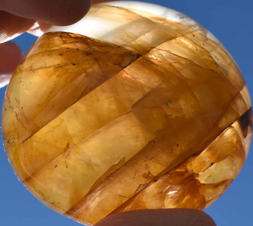 Yellow Hematoid Quartz Palm Stone #13
