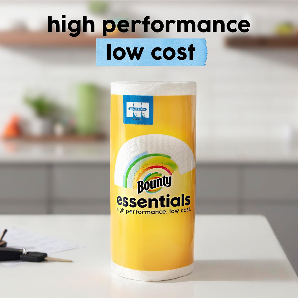 Essentials Select-A-Size Paper Towels, White, 2 Triple Rolls = 6 Regular Rolls (