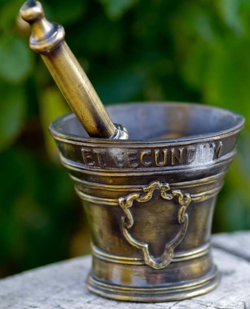 Solid Brass Apothecary Mortar With Pestle Wonderful Decor!
