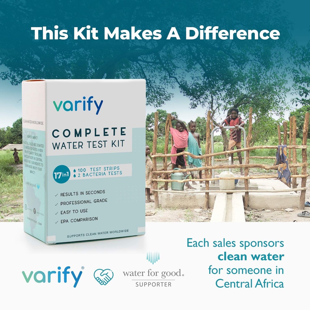 Varify 17in1 Complete Drinking Water Test Kit - 100 Strips + 2 Bacteria Teste...
