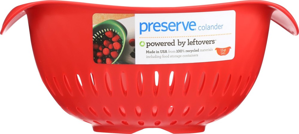 Small Colander, Made from Recycled Plastic, 1.5 Quart Capacity, Red