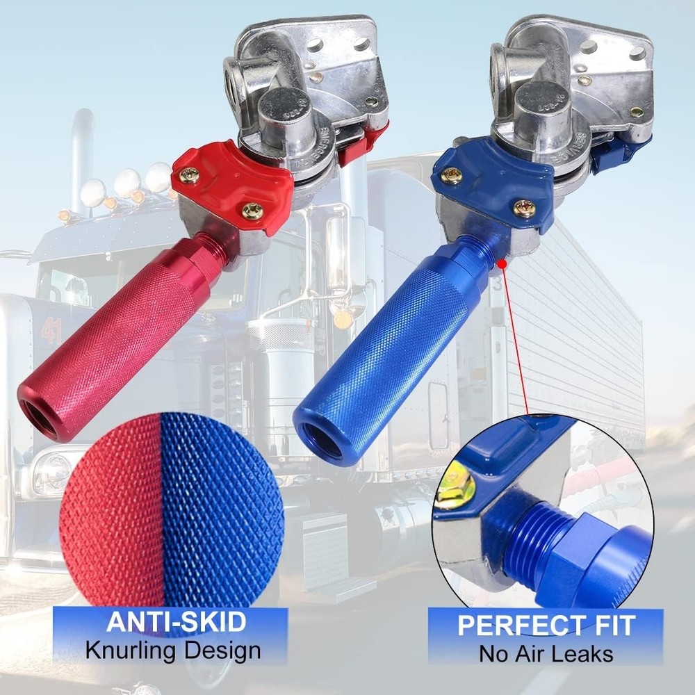 Anti-Slip Glad Hand Extension Handle Set - Red & Blue for Easy Identification