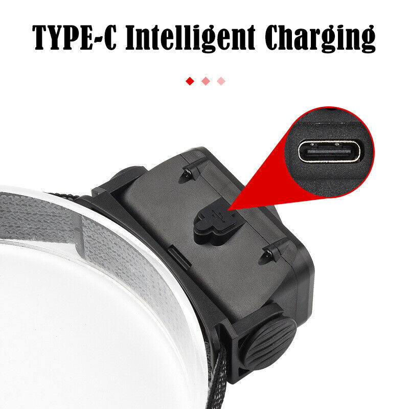 COB LED Headlamp Headlight Flashlight Torch USB Rechargeable Waterproof Sensor