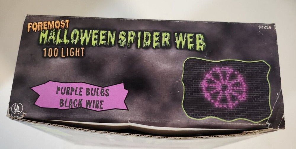 Foremost Halloween Spider Web 100 Light Decorating Purple Bulbs Black Wire