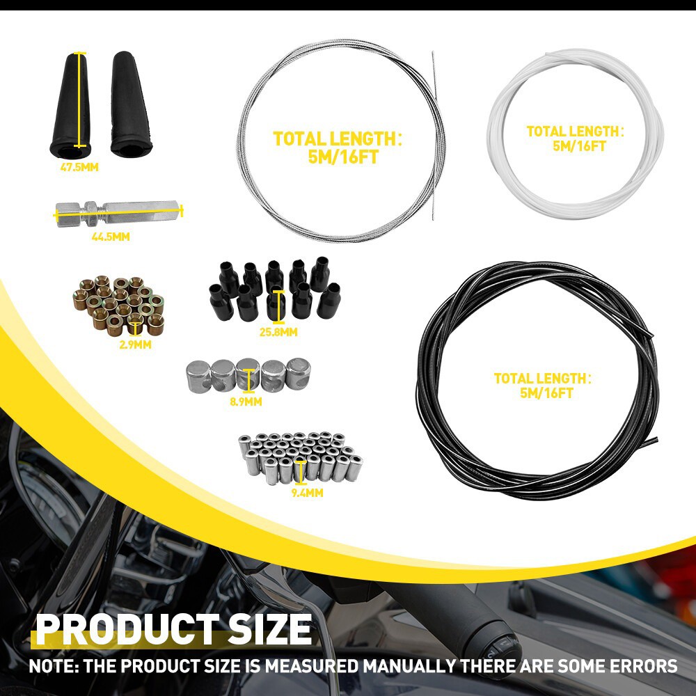 5 Metres Motorcycle DIY Throttle Cable Replace Kit Nipples Ferrules Universal