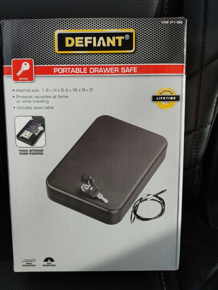DEFIANT  Portable Drawer Safe:  KEY LOCK
