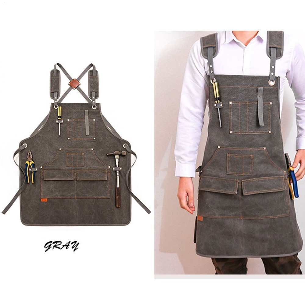 Men Apron with Pockets Heavy Duty Canvas Work Garden Aprons Fully Adjustable