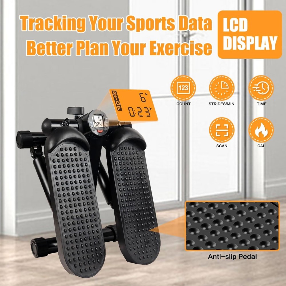 Compact Hydraulic Stepper with Real-Time Tracking & Adjustable Height for Toning