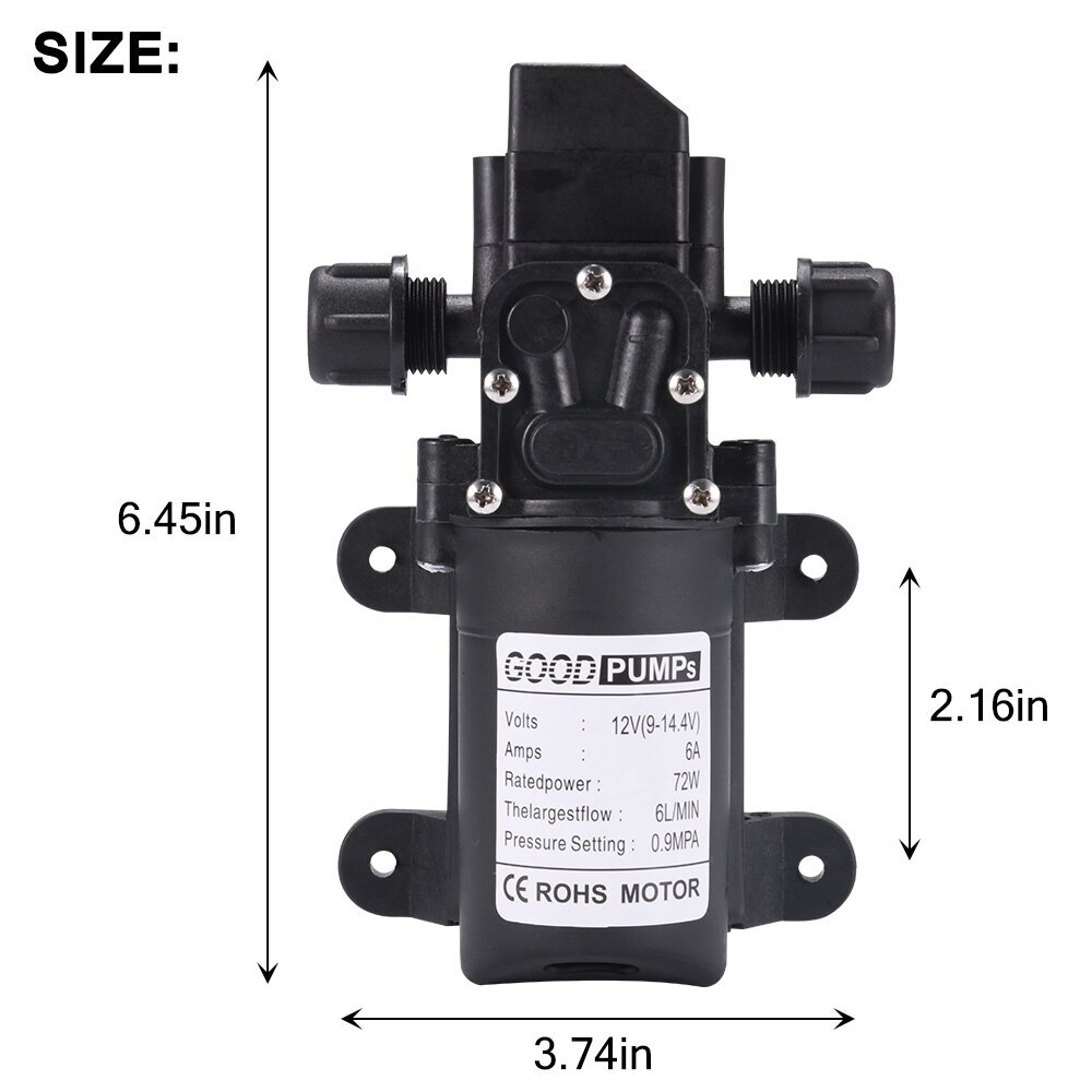 12V Water Pump 130PSI Self Priming Diaphragm High Pressure Automatic Switch