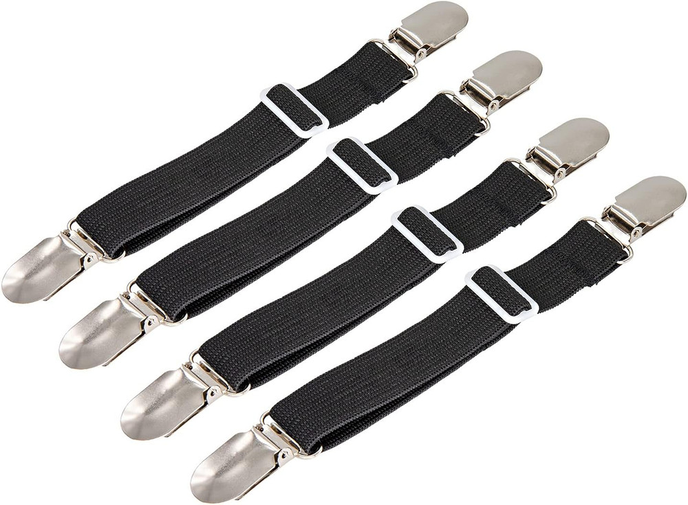 4Pcs Adjustable Bed Sheet Fasteners Suspenders, Elastic Sheet Band Straps Clips,