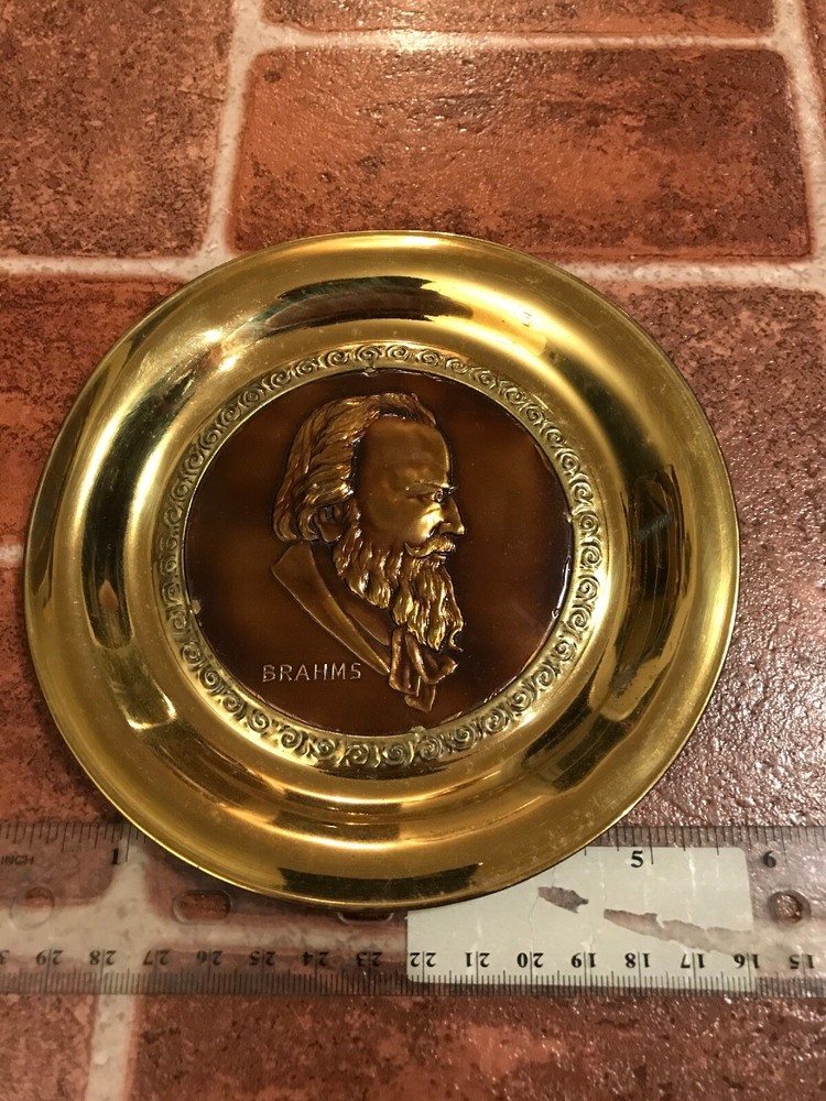 Brahms Composer Signed Solid Brass Made In England Hang Plate FREE SHIPPING
