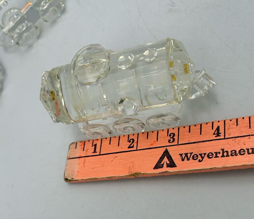 Handcrafted Crystal Glass Small 3 piece Signed Train Set