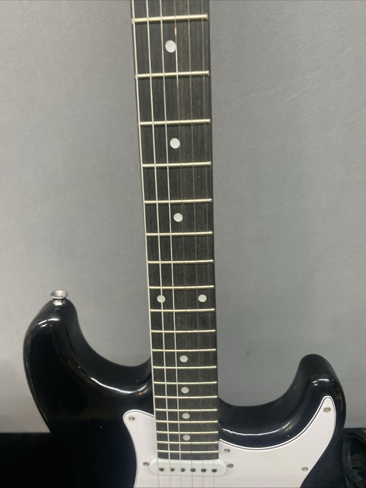 RockJam Full-Size Electric Guitar Starter Kit Picks Case Strap Used Black