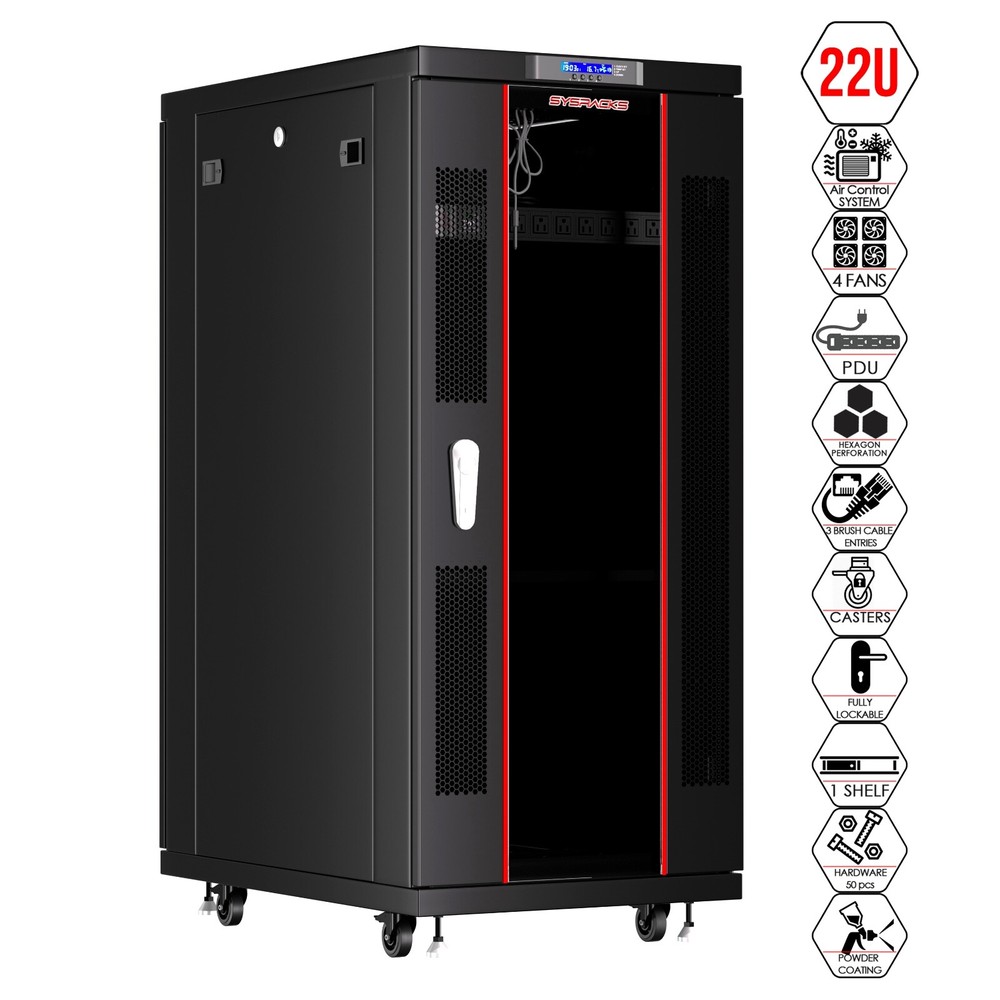 Sysracks 22U 32'' Deep IT Network Data Server Rack Cabinet