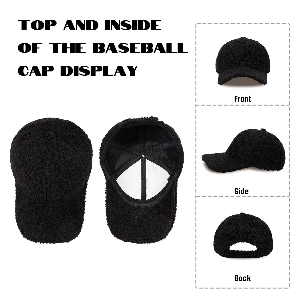 MGBPEI Women's Winter Baseball Cap Adjustable Solid Color Lamb Wool Warm Base...