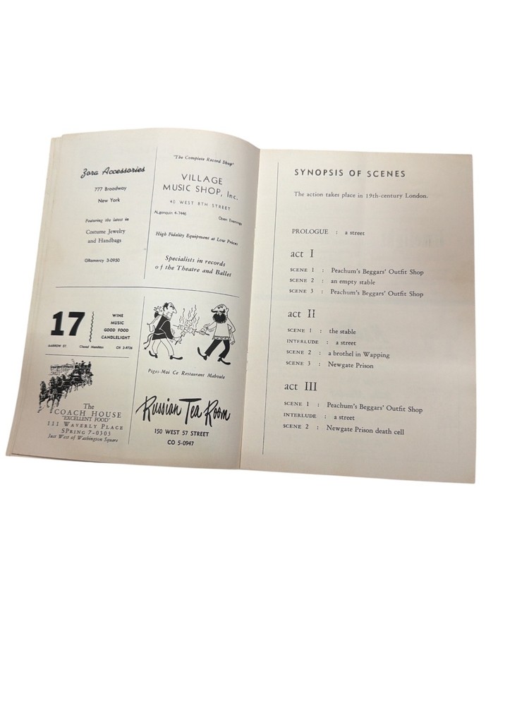 Threepenny Opera Theatre de Lys Kurt Weill 1954 Program