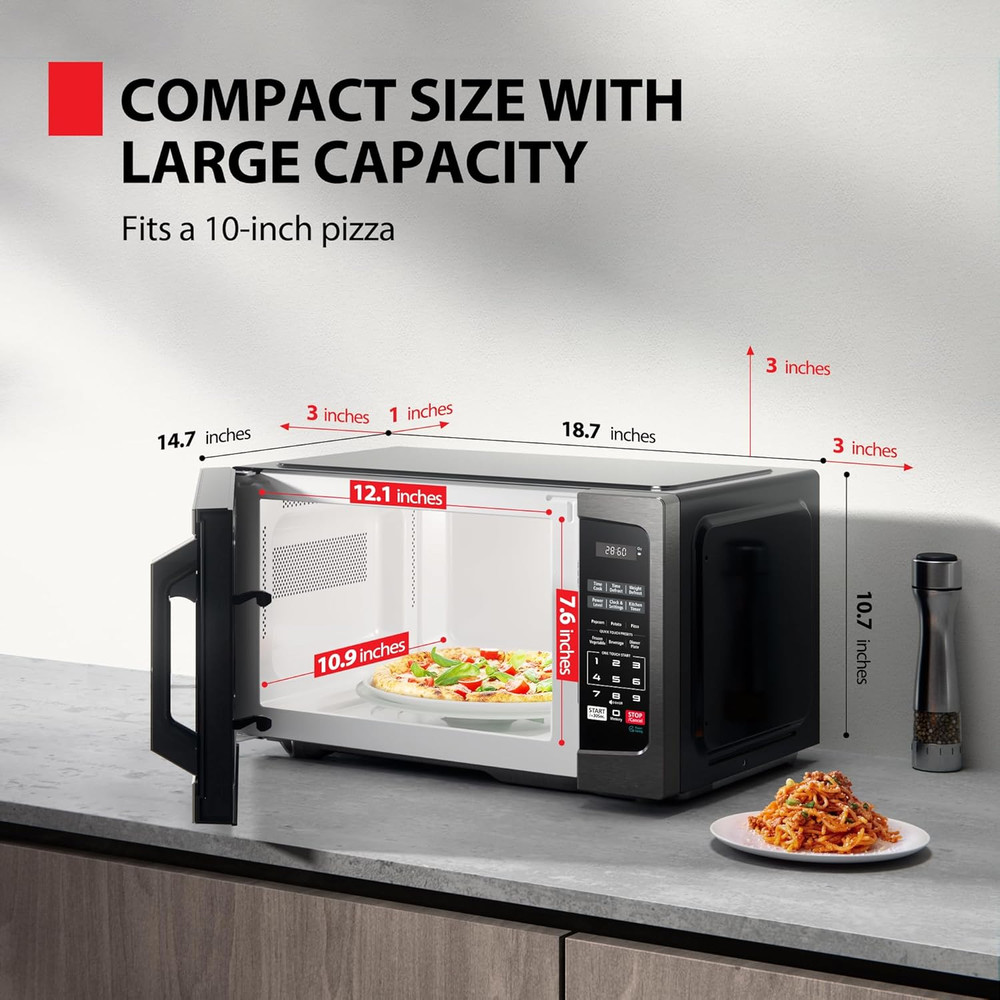 ML-EM09PA(BS) Small Microwave Oven with 6 Auto Menus, Mute Function, LED Lightin