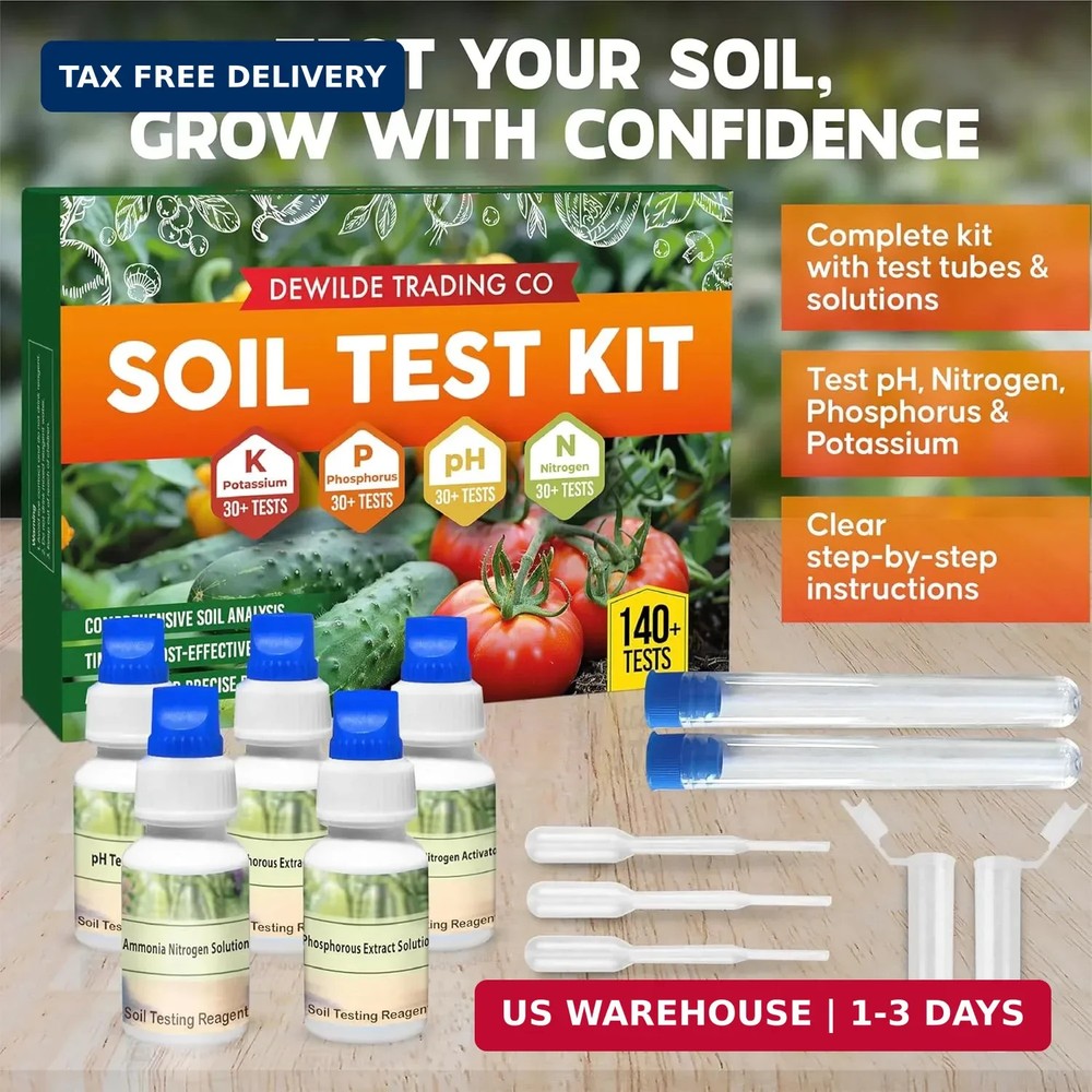 Soil Test Kit -140 Test- 2026 Version- Testing PH Ammonia Nitrogen Phosphorus an