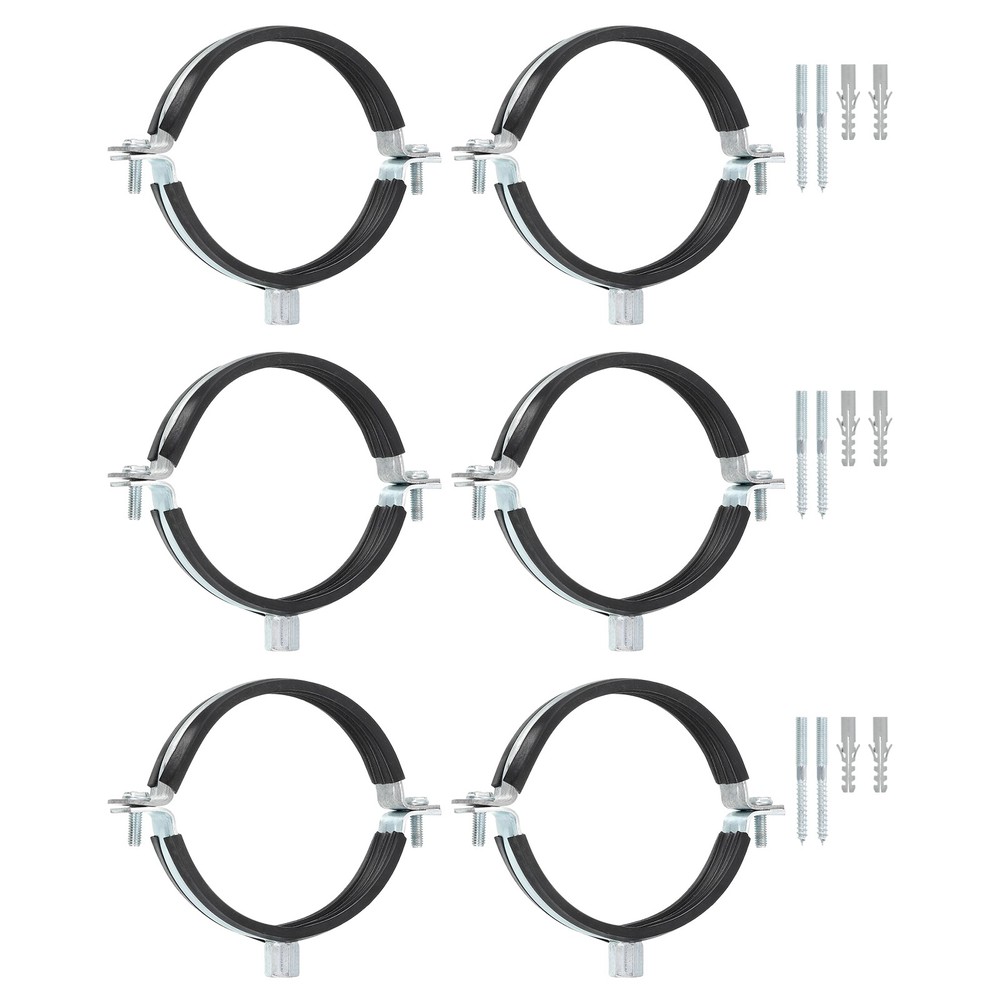 6 Pcs 4" 102mm Adjustable Pipe Bracket Clamp Wall Ceiling Mount Support