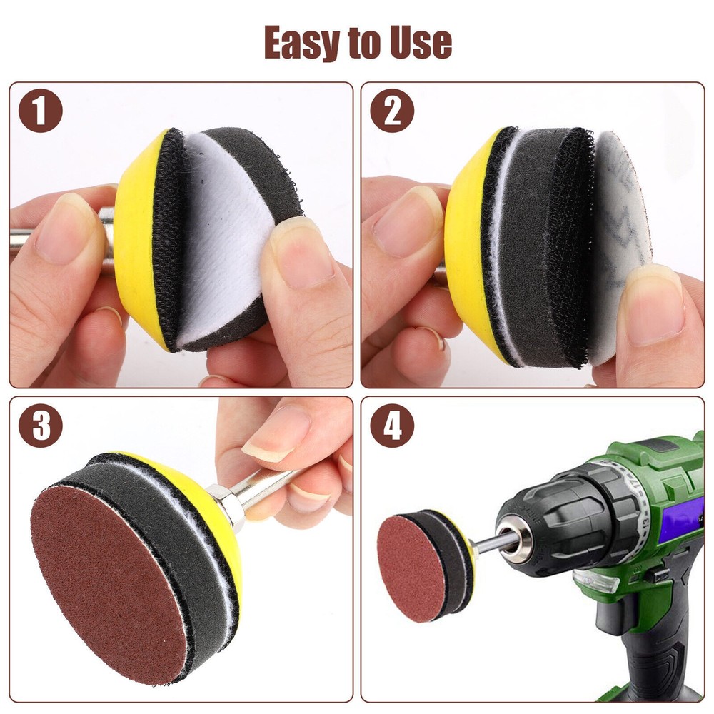 303Pcs 2" Sanding Disc Hook Loop Sander Paper Backer Pad + Drill Adapter Kit
