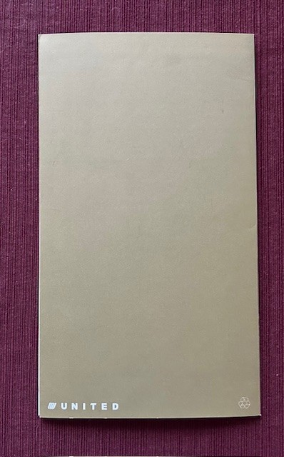 United Air Lines First Class Menu 1998