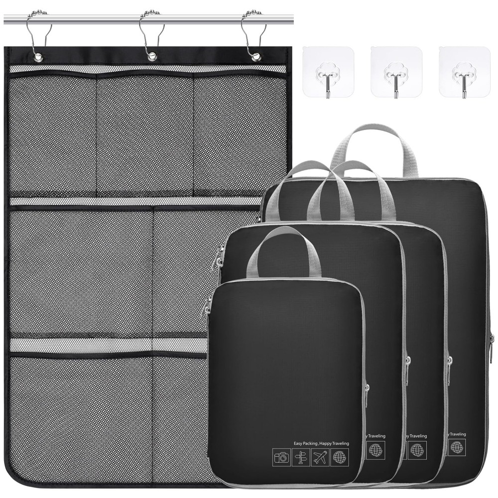 Compression Packing Cubes for Travel - 5 Set Compression Cubes Luggage Suitca...