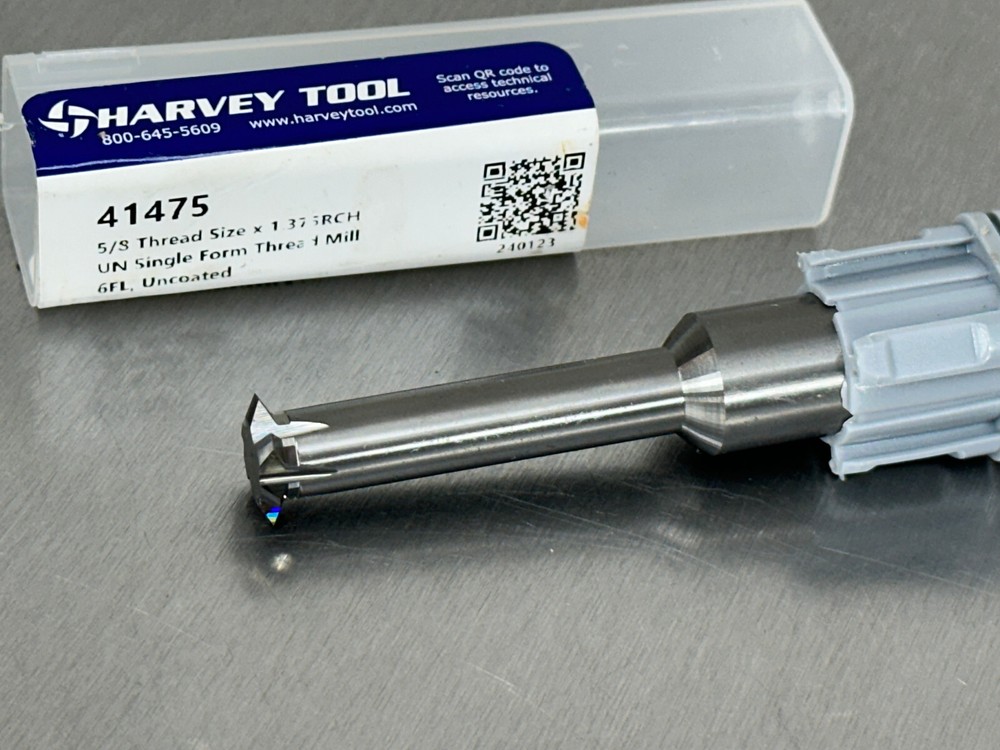 Harvey 5/8" Carbide Thread Mill Single Form Milling Cutter 41475