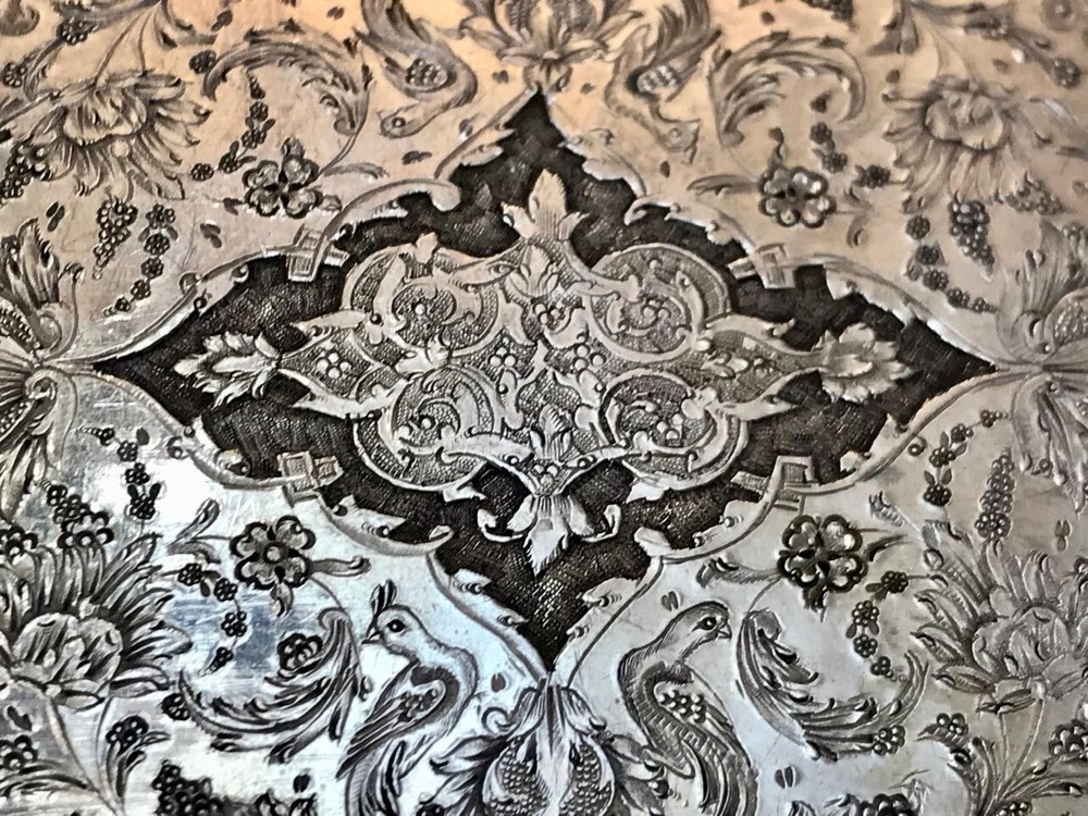 antique Persian sterling silver cigarette case, heavy solid