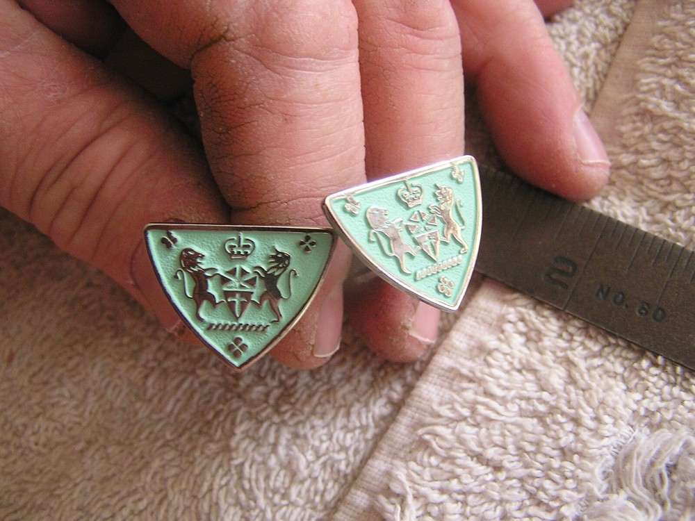 Vintage Triangular Shaped Cufflinks with Insignia