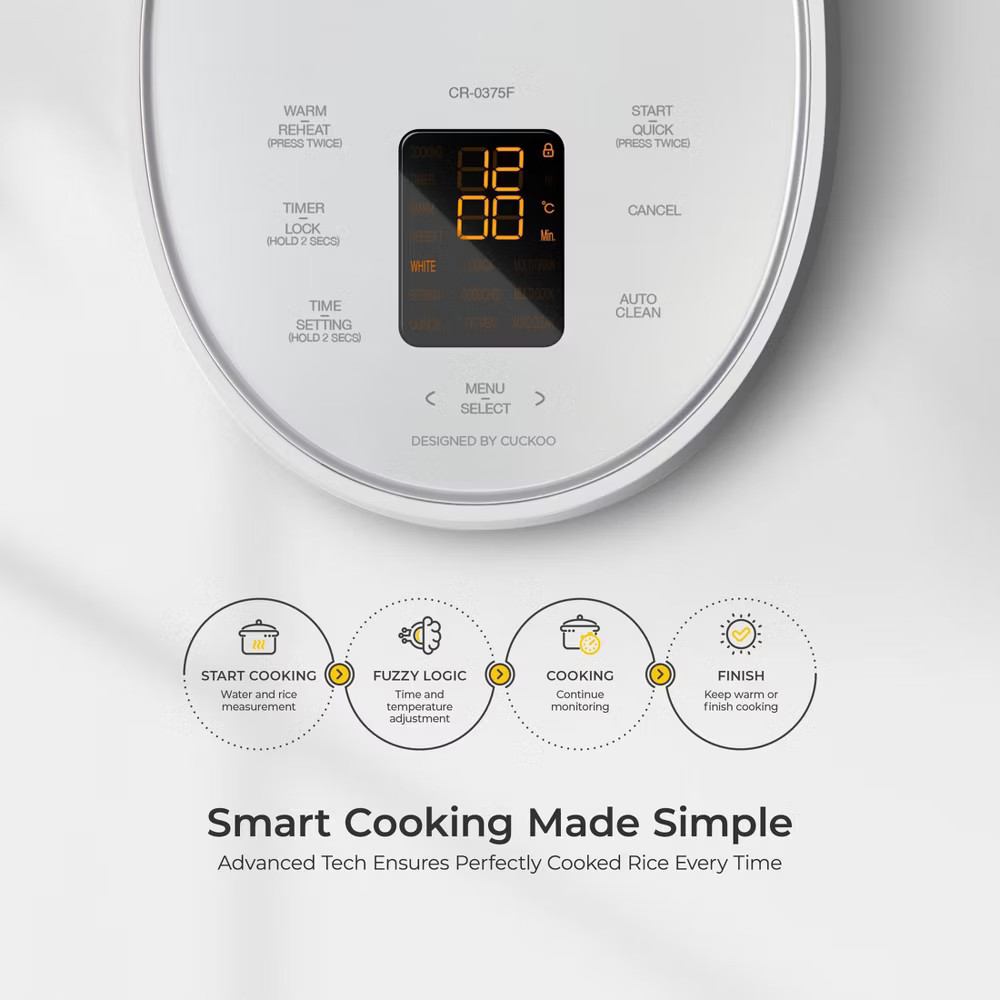 Cuckoo 3-Cup Micom Rice Cooker and Warmer White: 9 Settings, Automatic Keep