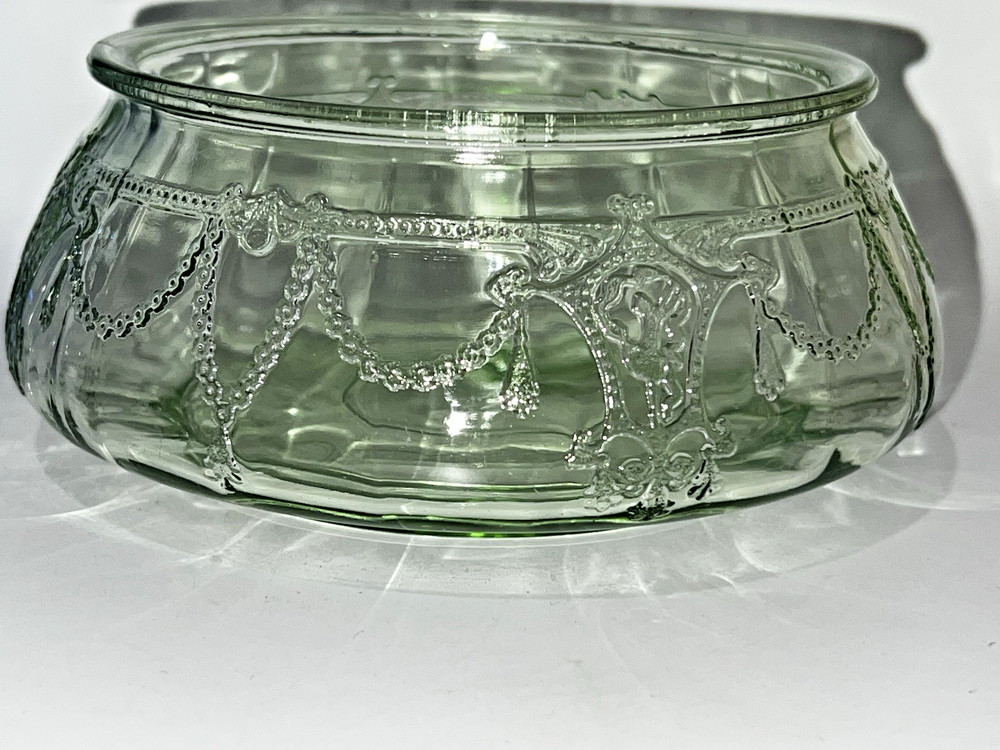 Anchor Hocking Candy Dish Cameo Pattern BASE ONLY NO LID 1930s Vaseline