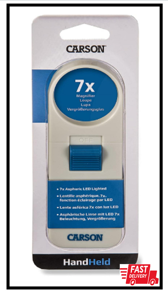 Carson Illuminated Hand Held 7x LED Lighted Aspheric Magnifier with 1.5'' Lens