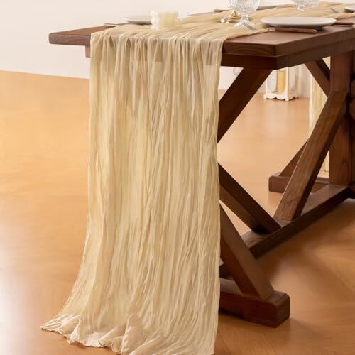 Champagne Table Runner Spring Easter Cheesecloth Table Runner 10ft x 1pc Sand