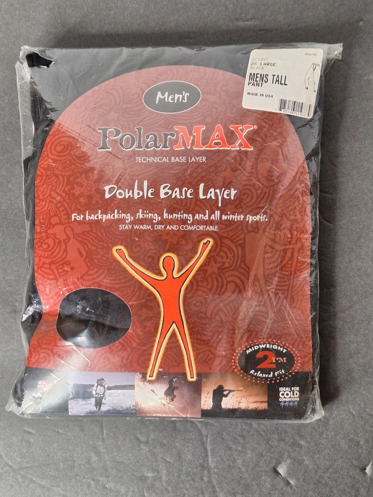 NEW Polarmax Technical Midweight Double Base Layer Pants Black 2XLarge