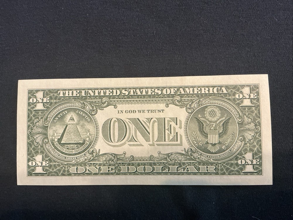 1985 $1 Error Note, Light Serial #, CU/ F13614508C