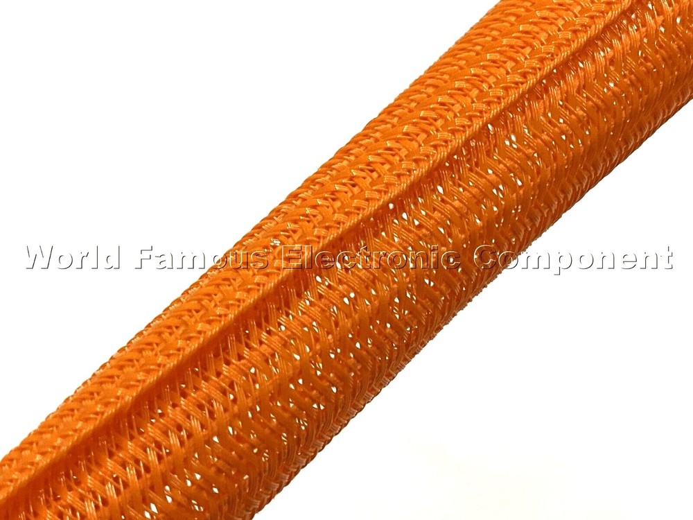 F6N0.13OR 1/8" Orange Split Braided Cable Sleeving , Split Loom , Wrap -USA